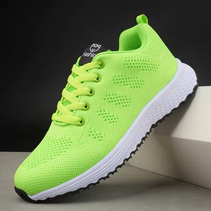 Womens Breathable Knit Lace Up Sneakers For Walking And Outdoor Wear 1