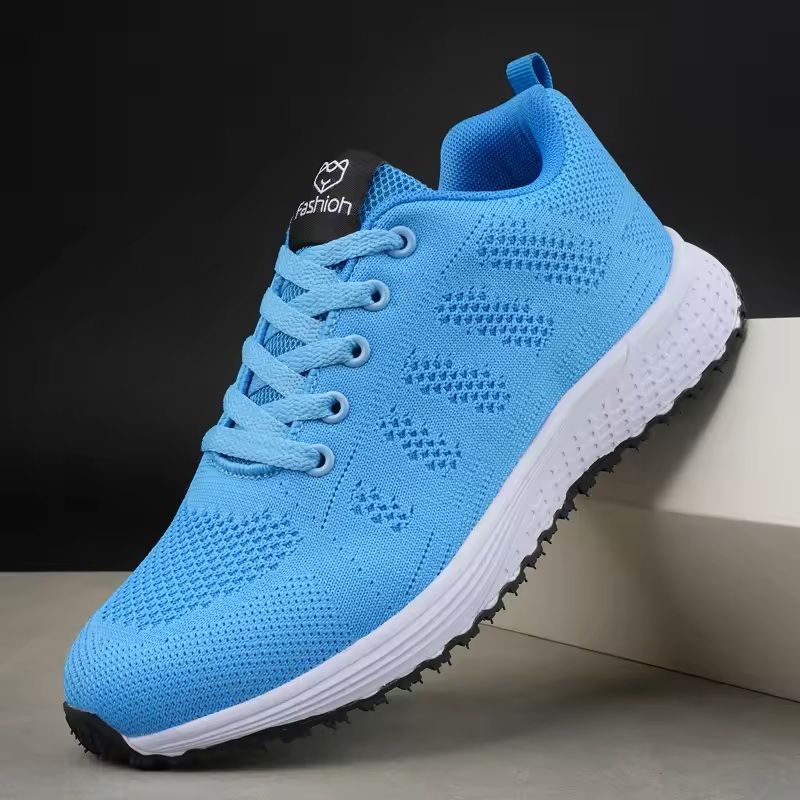 Womens Breathable Knit Lace Up Sneakers For Walking And Outdoor Wear 3