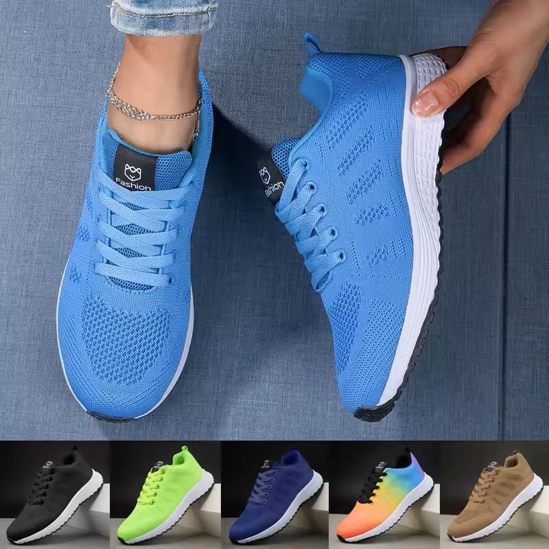 Women's Breathable Knit Lace Up Sneakers for Walking and Outdoor Wear