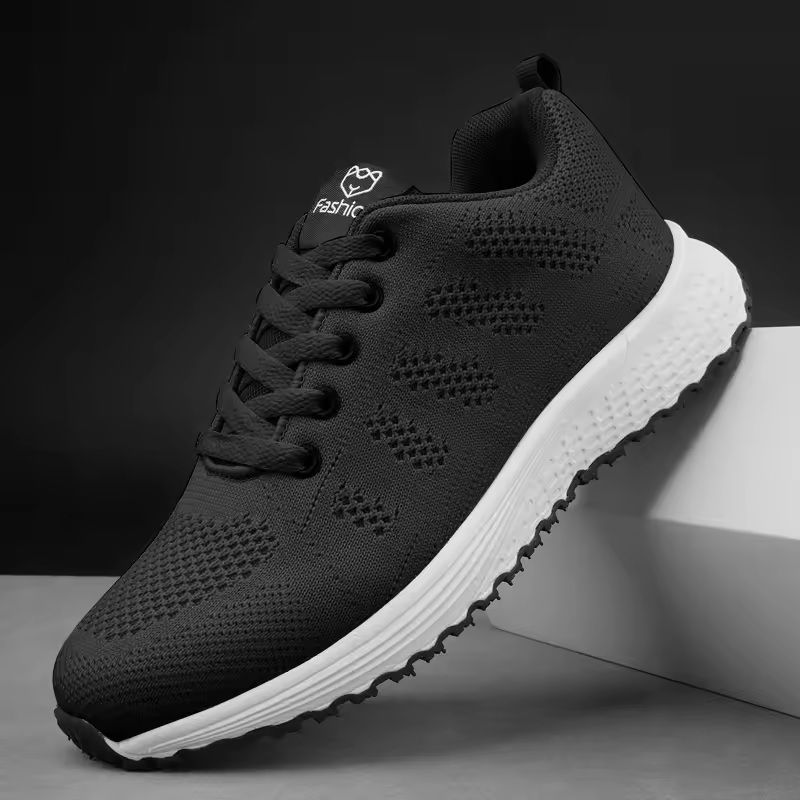Womens Breathable Knit Lace Up Sneakers For Walking And Outdoor Wear 6