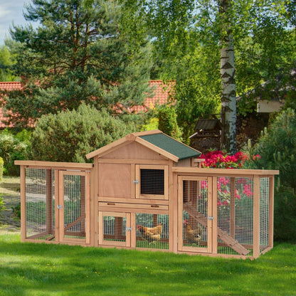 Large Wooden Chicken Coop with Nesting Box & Run, Spacious Backyard Hen House for Poultry