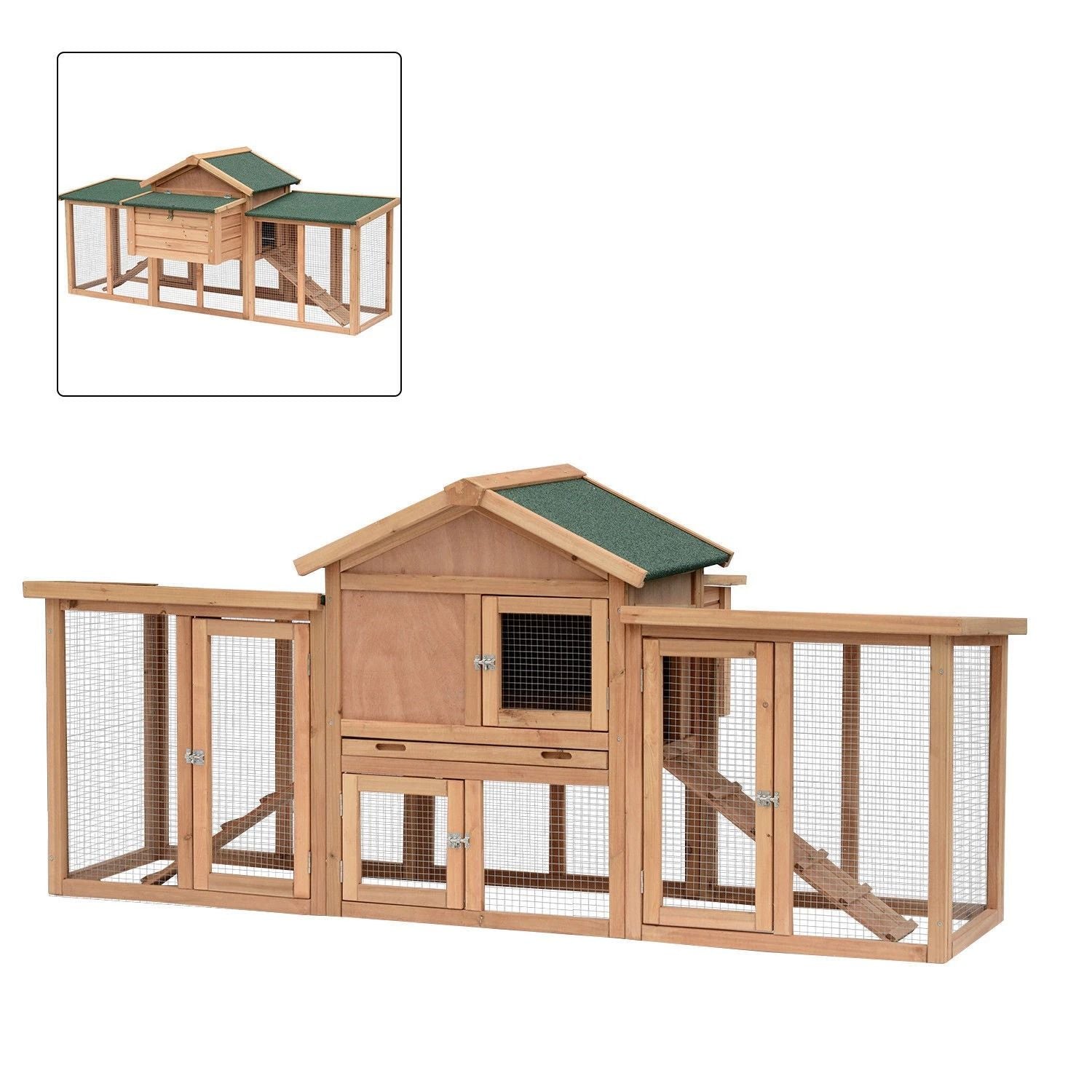 Large Wooden Chicken Coop With Nesting Box  Run Spacious Backyard Hen House For Poultry 5