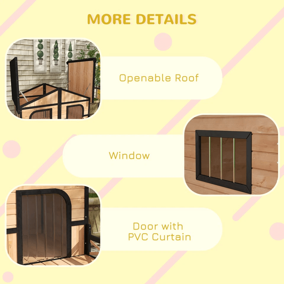 Wooden Elevated Backyard Dog House Kit All Weather Rustic Log Cabin Outdoor Pet Shelter For Small   5