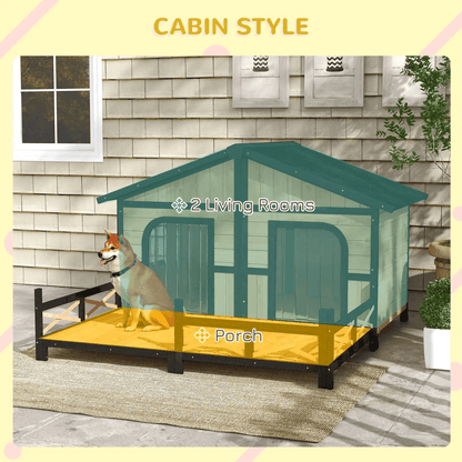 Wooden Elevated Backyard Dog House Kit All Weather Rustic Log Cabin Outdoor Pet Shelter For Small   7