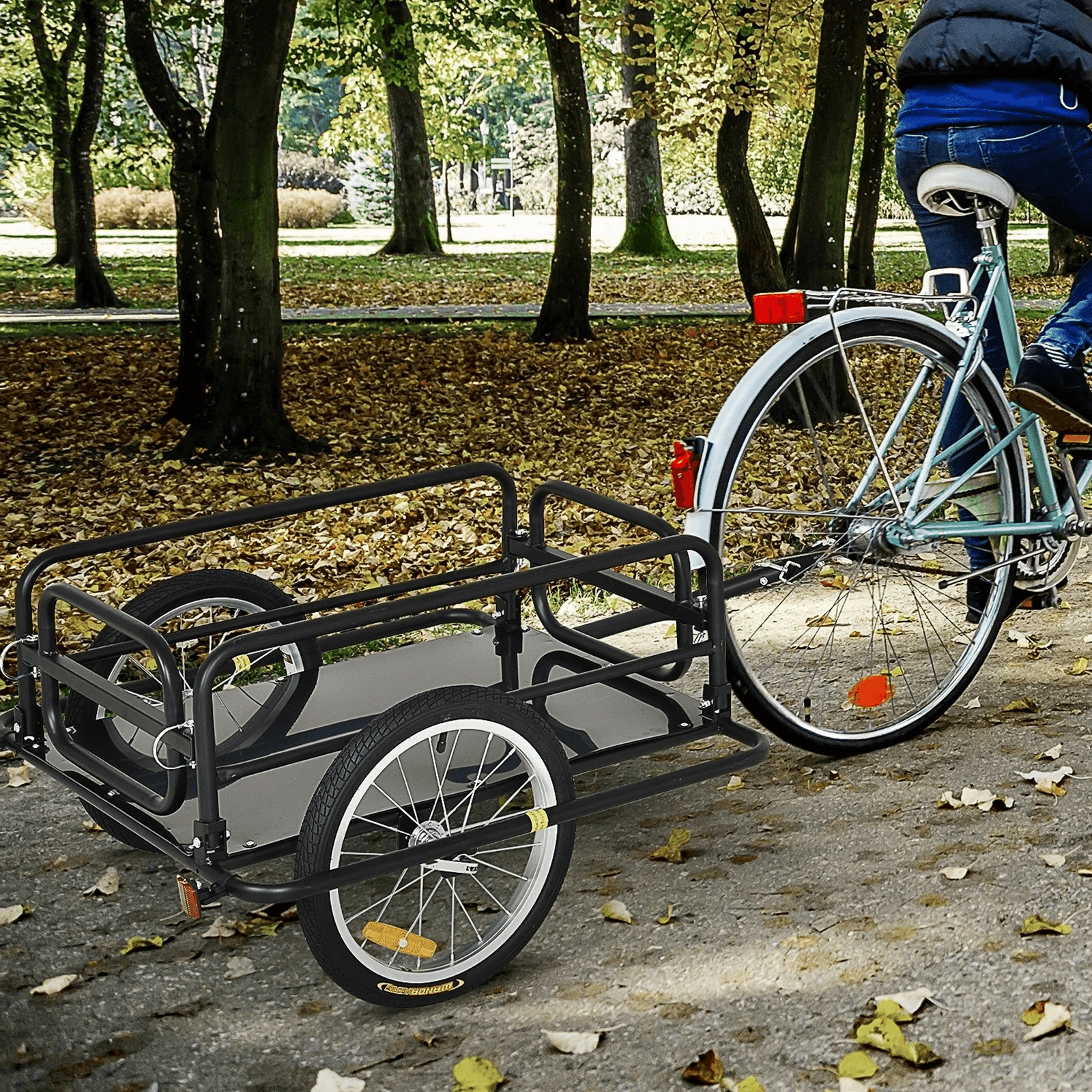 Foldable Steel Frame Bicycle Cargo Trailer Luggage Cart Carrier, Hauler with Universal Hitch