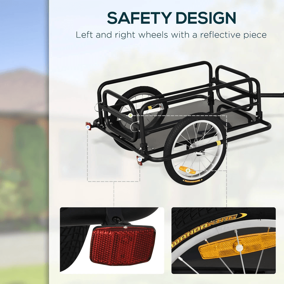 Foldable Steel Frame Bicycle Cargo Trailer Luggage Cart Carrier Hauler With Universal Hitch 2
