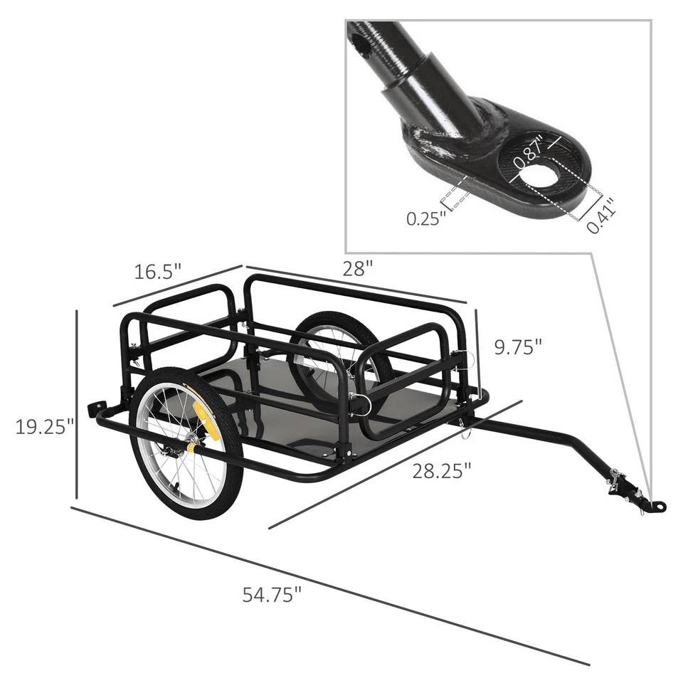Foldable Steel Frame Bicycle Cargo Trailer Luggage Cart Carrier Hauler With Universal Hitch 3