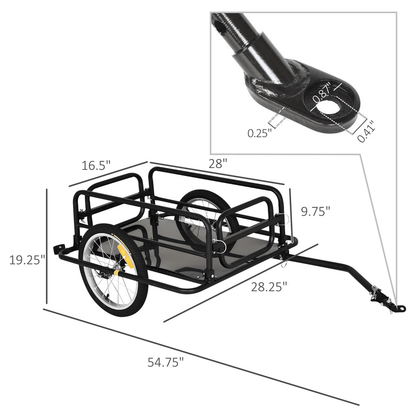 Foldable Steel Frame Bicycle Cargo Trailer Luggage Cart Carrier Hauler With Universal Hitch 3