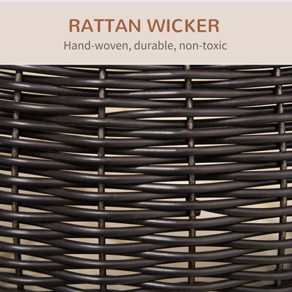 27 Rattan Wicker Elevated Cat House  Cozy Kitty Scratch House With Plush Cushion Boho Pet Bed 7
