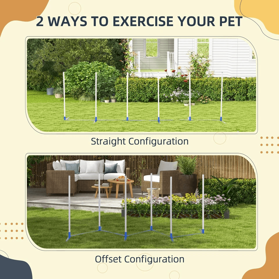 Premium Dog Weave Pole Set Agility Starter Kit Outdoor Pet Training  Exercise Equipment 2