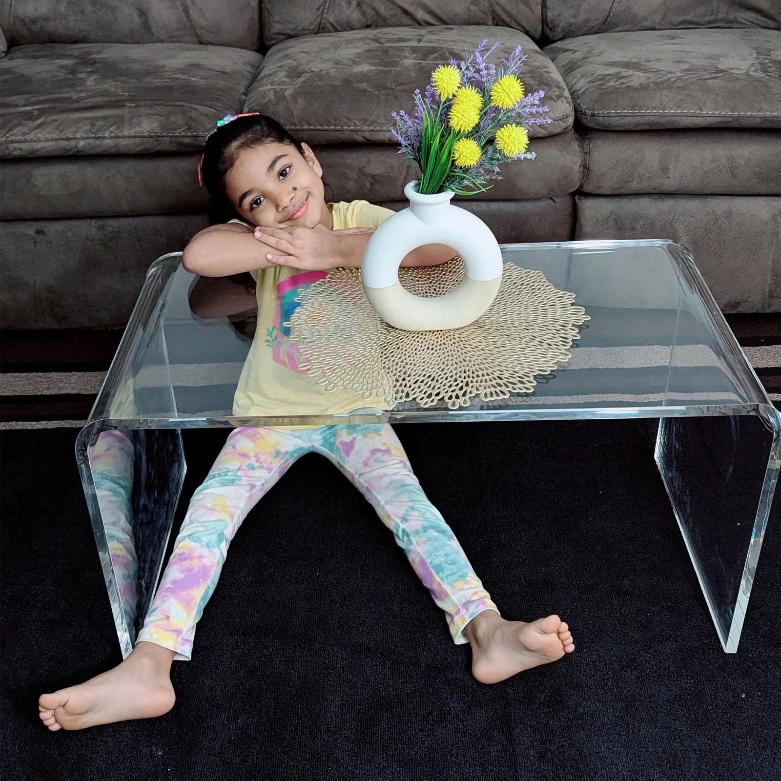 32 Long Acrylic End Side Table  Modern Waterfall Living Room Table For Indoor  Outdoor Use 3