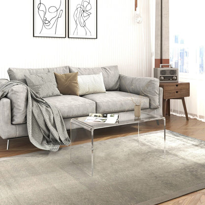32" Long Acrylic End Side Table – Modern Waterfall Living Room Table for Indoor & Outdoor Use