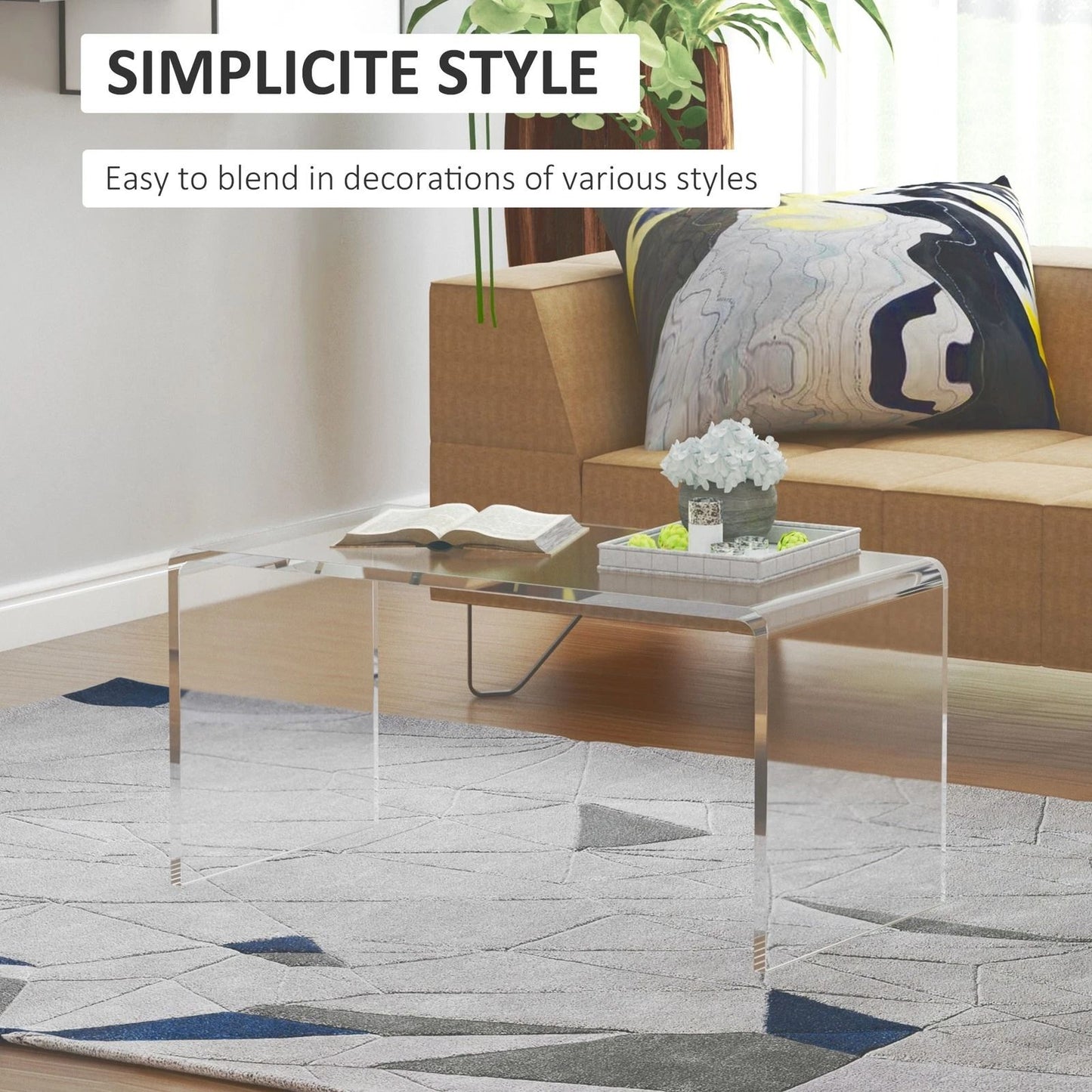 32 Long Acrylic End Side Table  Modern Waterfall Living Room Table For Indoor  Outdoor Use 9