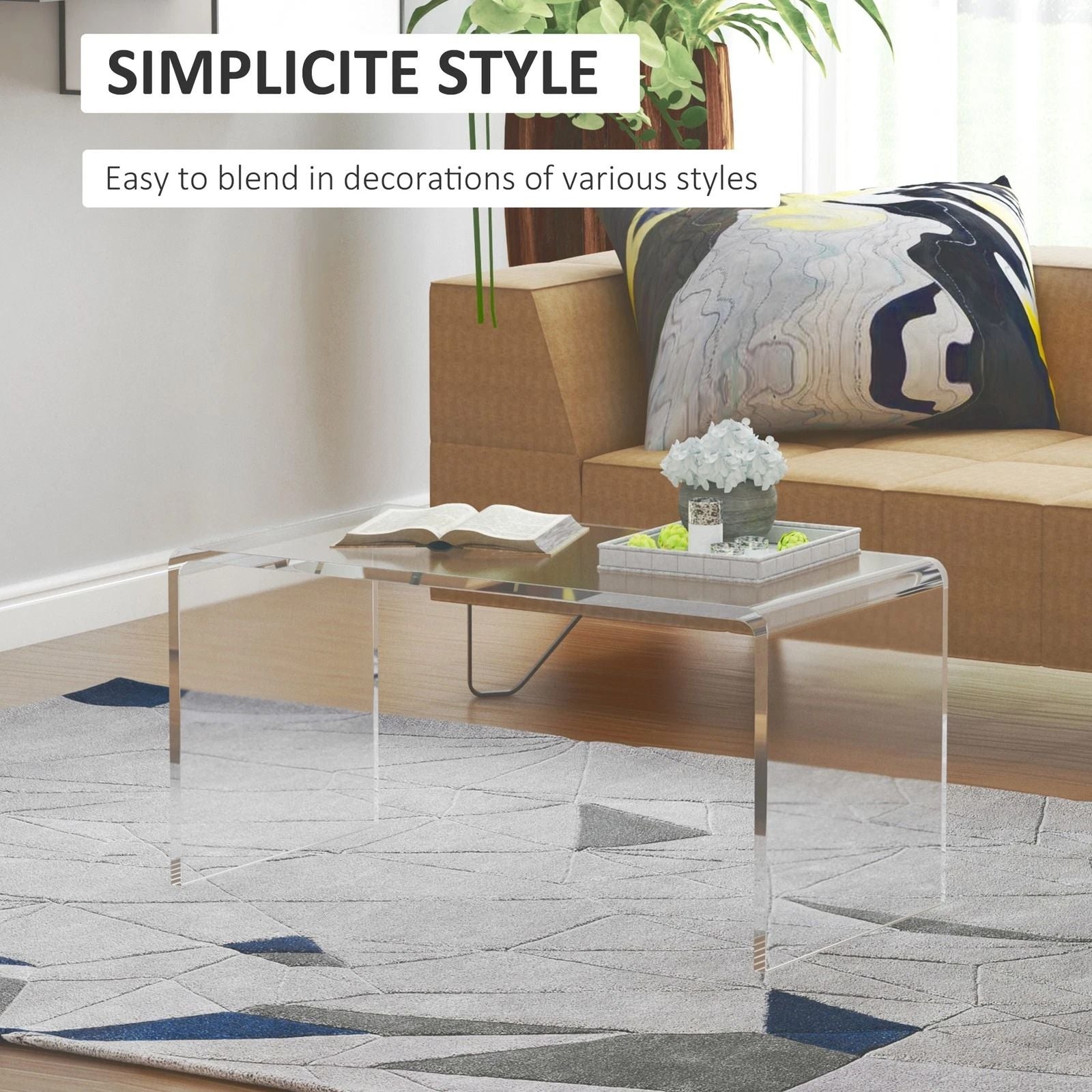 32 Long Acrylic End Side Table  Modern Waterfall Living Room Table For Indoor  Outdoor Use 9