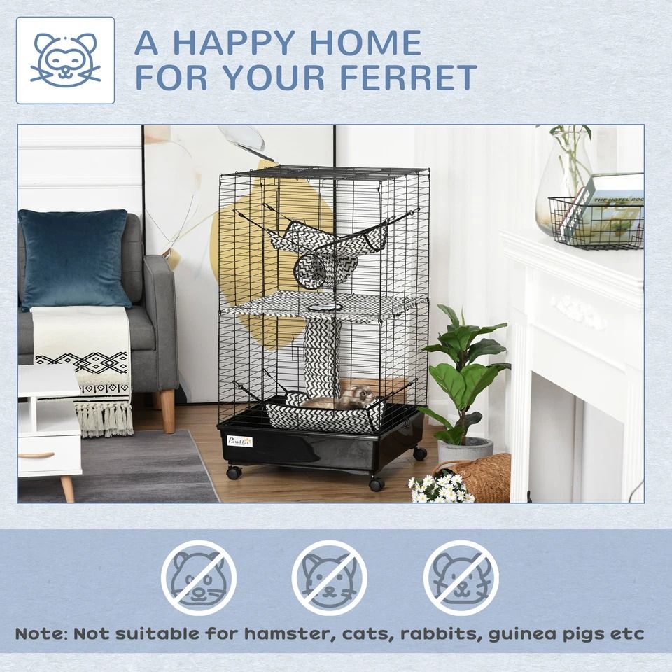 Ferret Cage With Wheels Hammocks  Tunnels MultiLevel Small Pet Play House Habitat 4