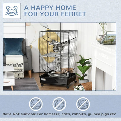 Ferret Cage With Wheels Hammocks  Tunnels MultiLevel Small Pet Play House Habitat 4