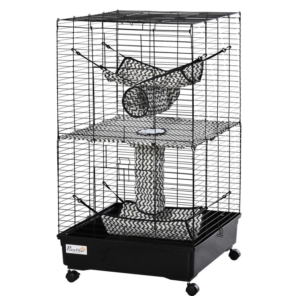 Ferret Cage With Wheels Hammocks  Tunnels MultiLevel Small Pet Play House Habitat 6
