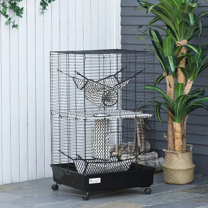 Ferret Cage With Wheels Hammocks  Tunnels MultiLevel Small Pet Play House Habitat 1