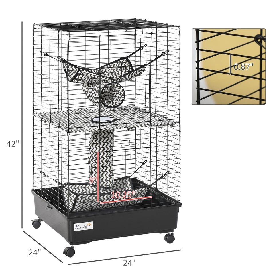 Ferret Cage With Wheels Hammocks  Tunnels MultiLevel Small Pet Play House Habitat 7