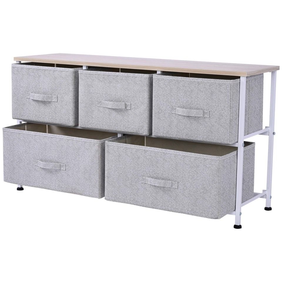 40 Storage Cube Dresser Unit With 5 Fabric Drawer Bins  Sleek Shelf Organizer For Home  Office 1