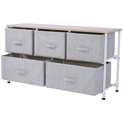 40 Storage Cube Dresser Unit With 5 Fabric Drawer Bins  Sleek Shelf Organizer For Home  Office 1