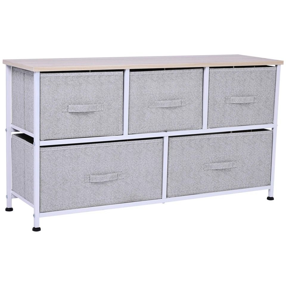 40 Storage Cube Dresser Unit With 5 Fabric Drawer Bins  Sleek Shelf Organizer For Home  Office 2