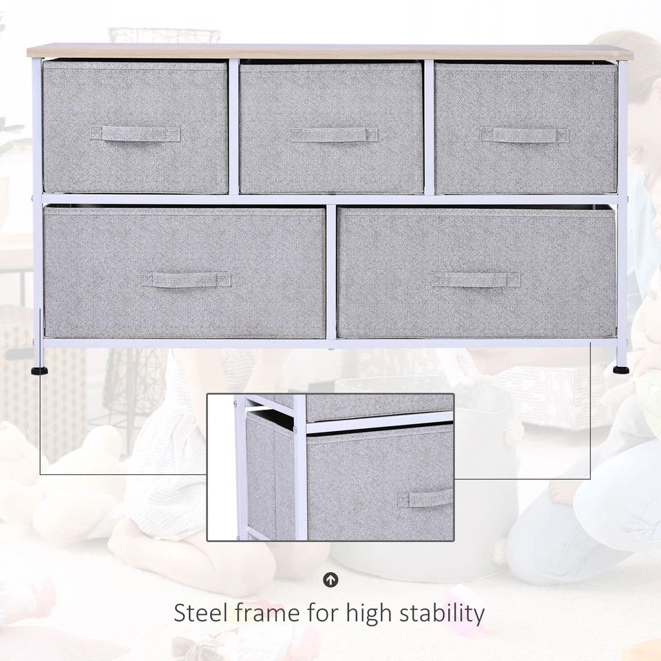 40 Storage Cube Dresser Unit With 5 Fabric Drawer Bins  Sleek Shelf Organizer For Home  Office 8