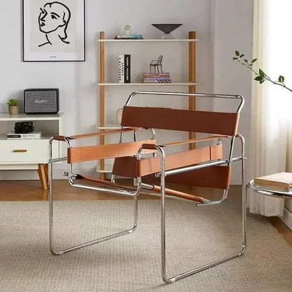 Nordic Vassili Leisure Chair Single Medieval Industrial Style Network Frame With Bauhaus Saddle Lea 1