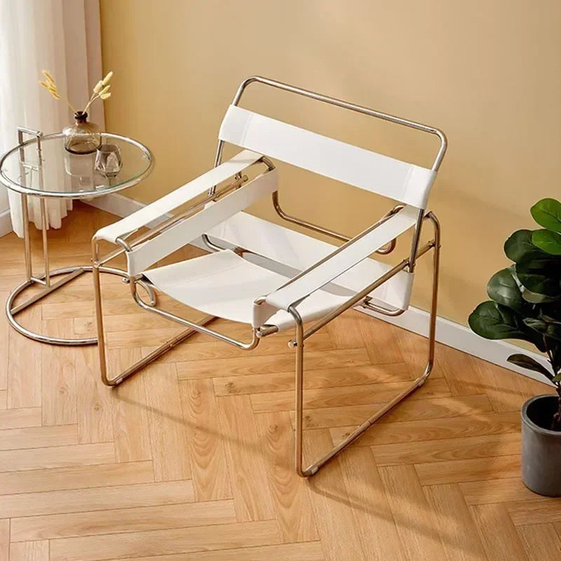 Nordic Vassili Leisure Chair Single Medieval Industrial Style Network Frame With Bauhaus Saddle Lea 3