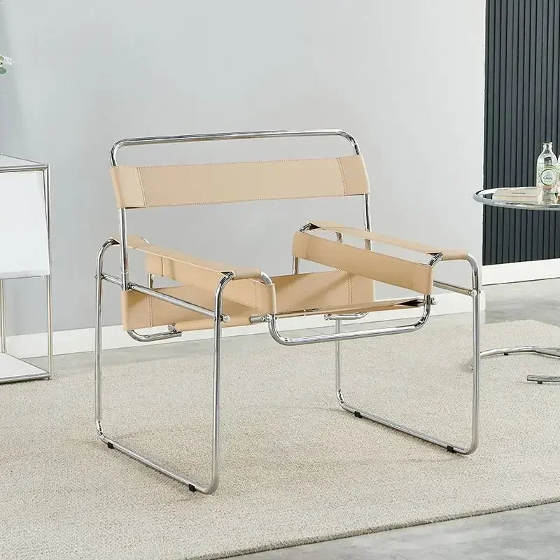 Nordic Vassili Leisure Chair Single Medieval Industrial Style Network Frame With Bauhaus Saddle Lea 4