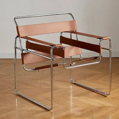 Nordic Vassili Leisure Chair Single Medieval Industrial Style Network Frame With Bauhaus Saddle Lea 5