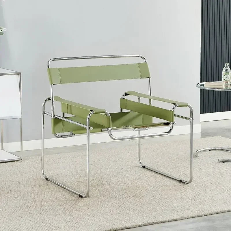 Nordic Vassili Leisure Chair Single Medieval Industrial Style Network Frame With Bauhaus Saddle Lea 8