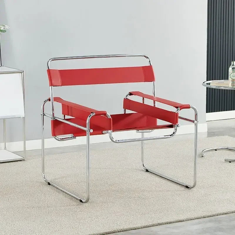 Nordic Vassili Leisure Chair Single Medieval Industrial Style Network Frame With Bauhaus Saddle Lea 10