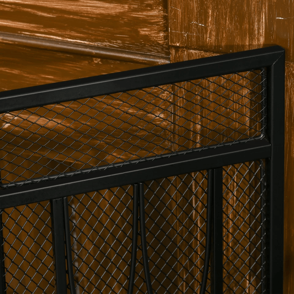 Folding Fireplace Screen Black Home Metal Mesh Fire Spark Guard Protective Fireplace Safety Screen 3