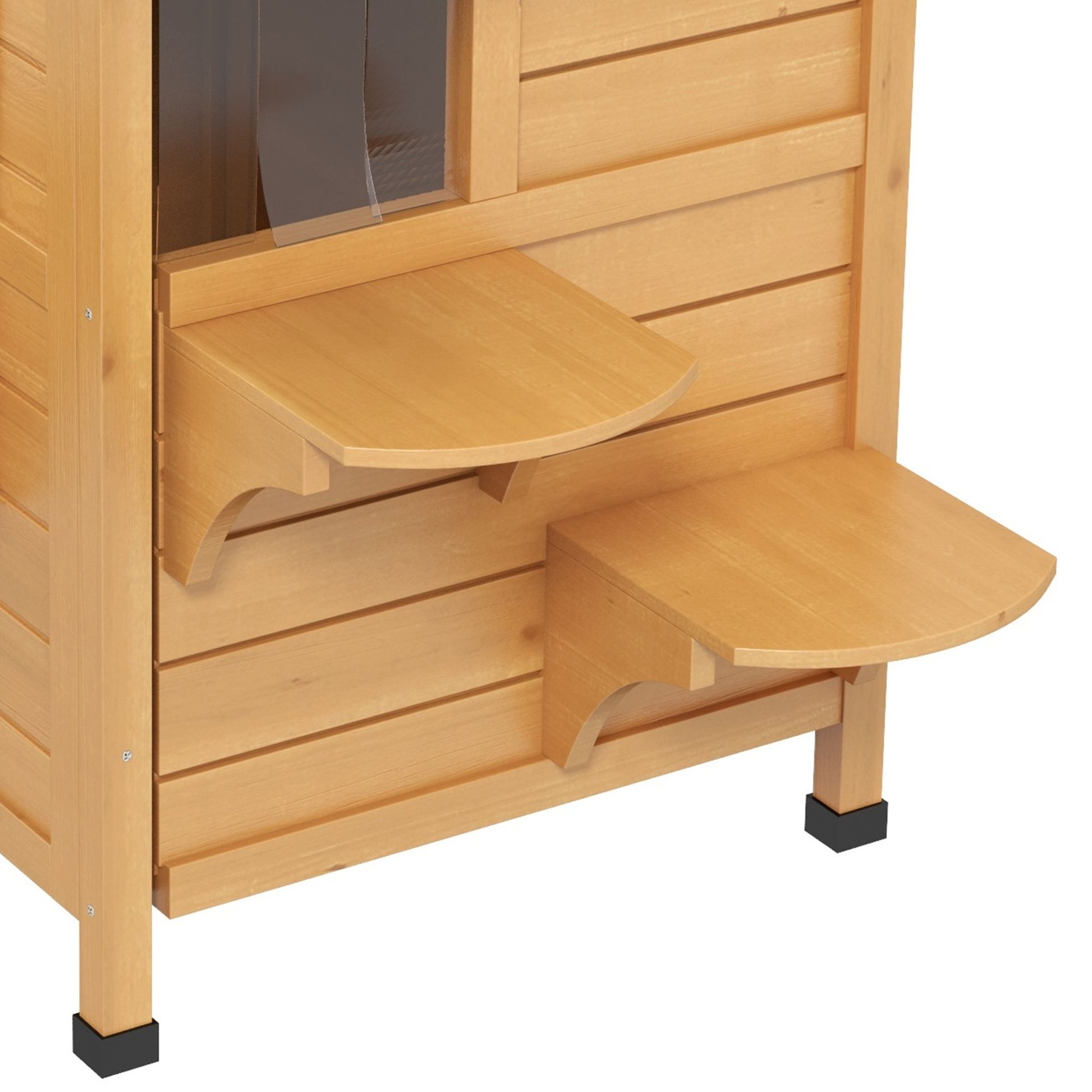 PawHut 2Story Wooden Cat House  Waterproof Outdoor Cat Shelter With Openable Roof Balcony TwoTier D 12