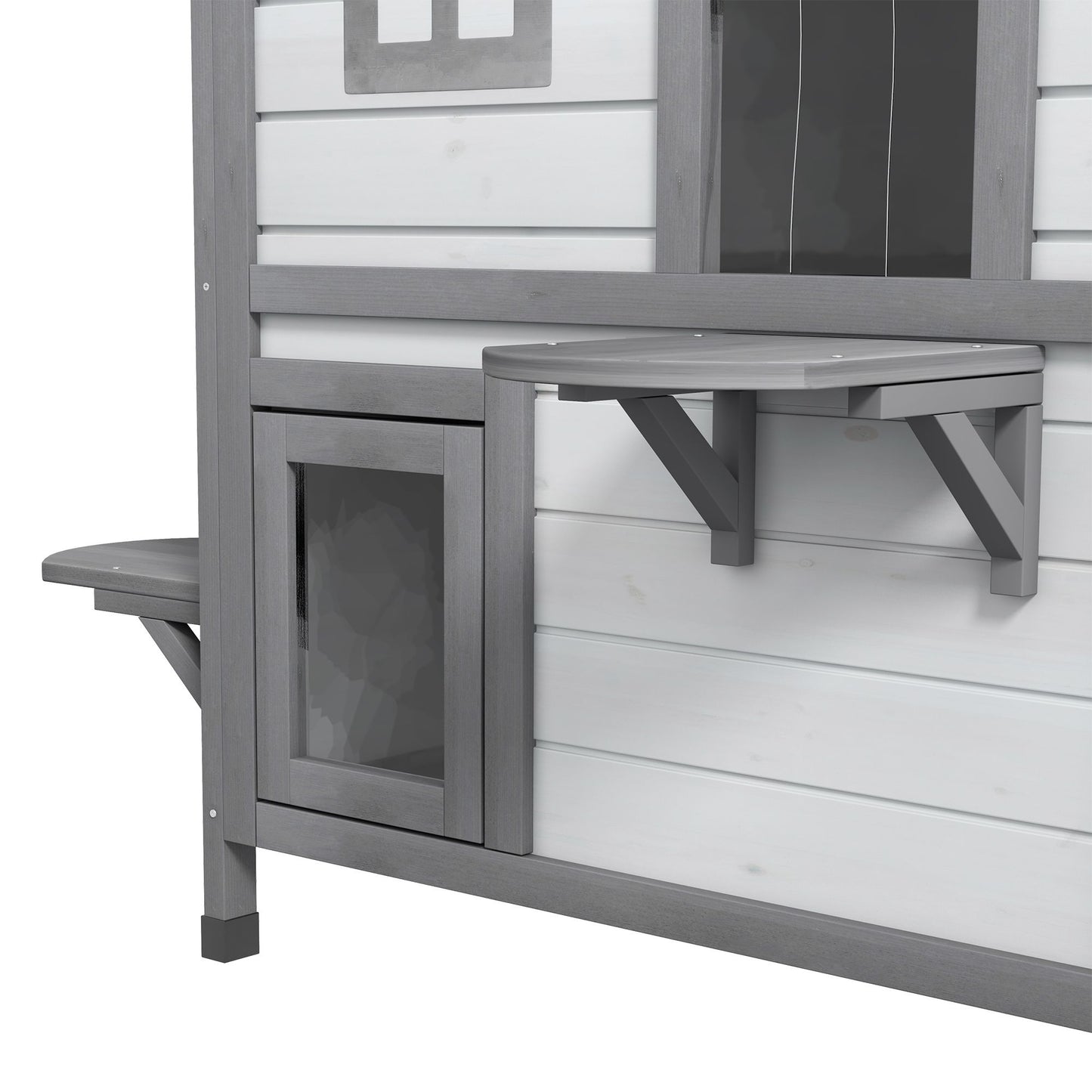 PawHut 2Story Wooden Cat House  Waterproof Outdoor Cat Shelter With Openable Roof Balcony TwoTier D 8