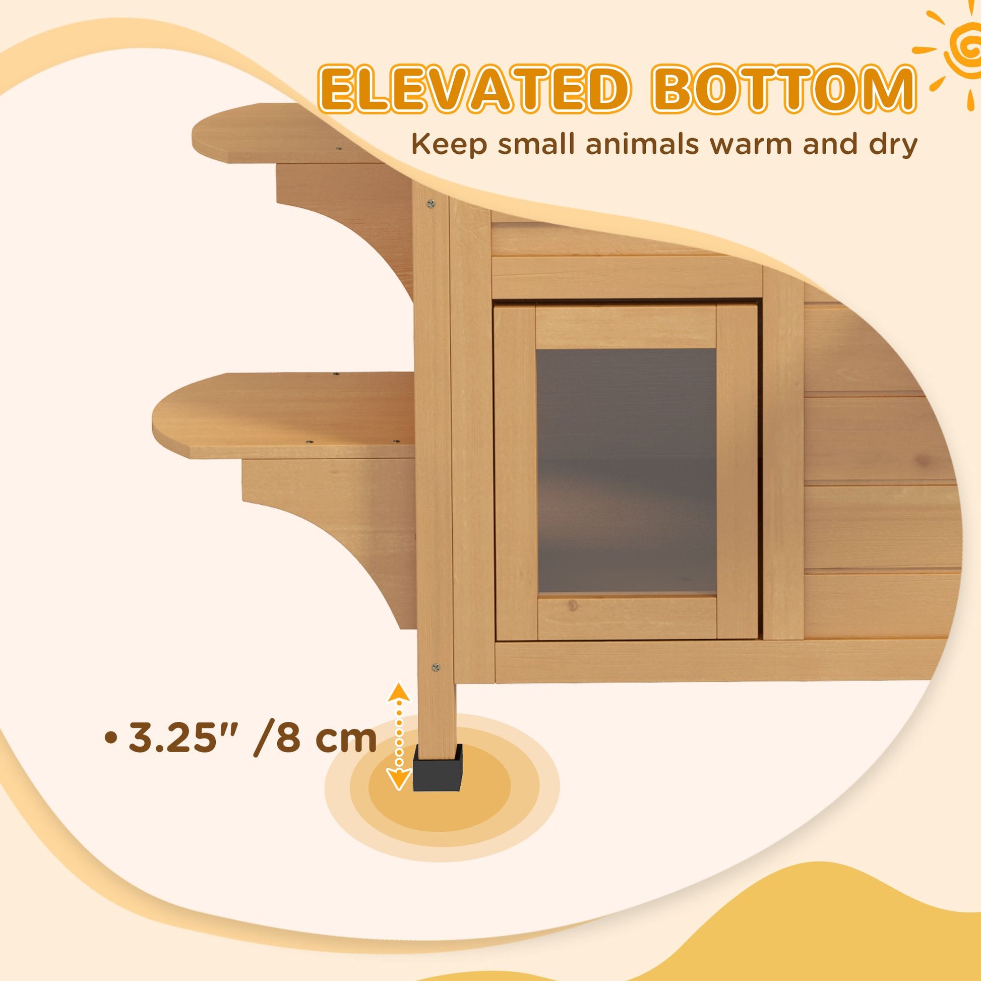 PawHut 2Story Wooden Cat House  Waterproof Outdoor Cat Shelter With Openable Roof Balcony TwoTier D 13
