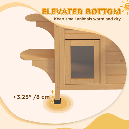 PawHut 2Story Wooden Cat House  Waterproof Outdoor Cat Shelter With Openable Roof Balcony TwoTier D 13