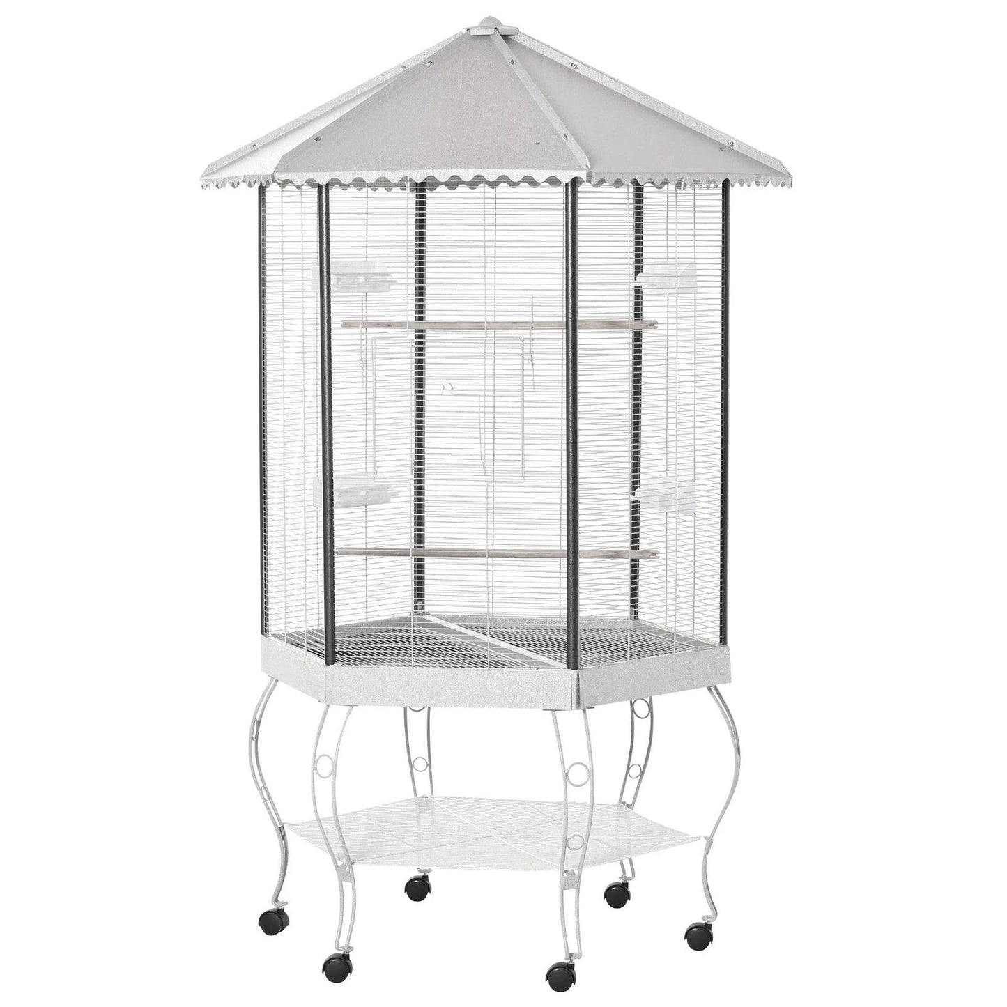 Large Parrot Bird Cage With Stand  Wheels Macaw Aviary For Cockatoo Finch Parakeet 4