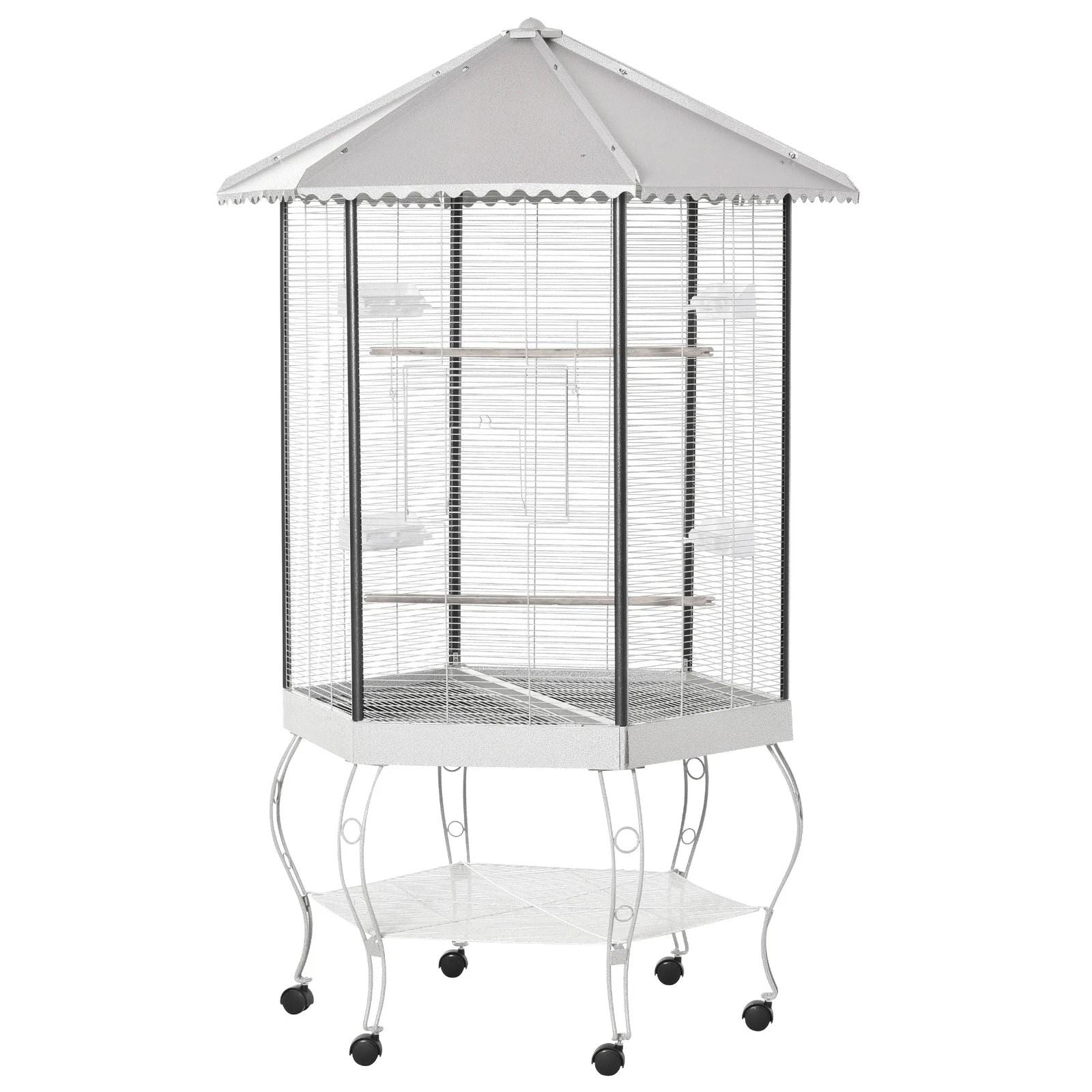 Large Parrot Bird Cage With Stand  Wheels Macaw Aviary For Cockatoo Finch Parakeet 4