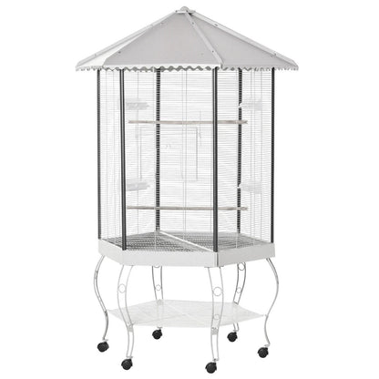 Large Parrot Bird Cage With Stand  Wheels Macaw Aviary For Cockatoo Finch Parakeet 4