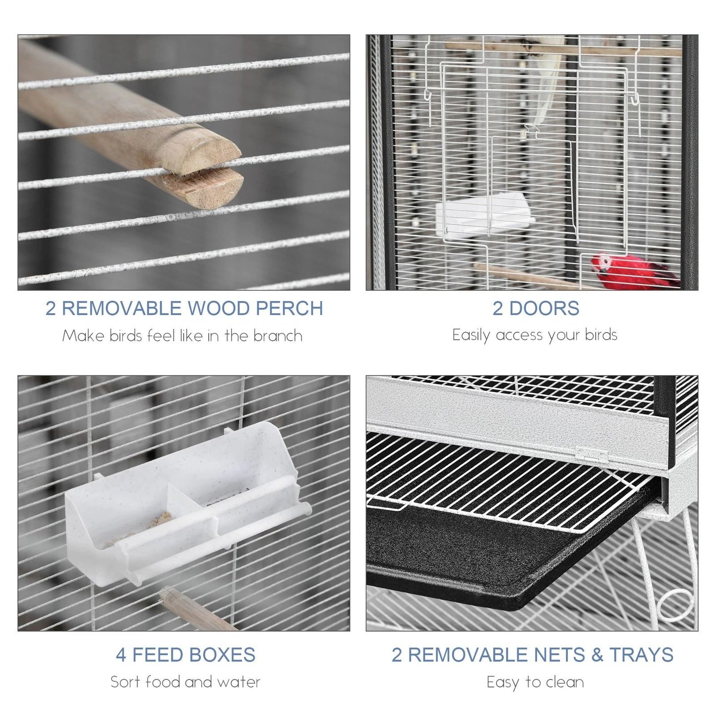 Large Parrot Bird Cage With Stand  Wheels Macaw Aviary For Cockatoo Finch Parakeet 5