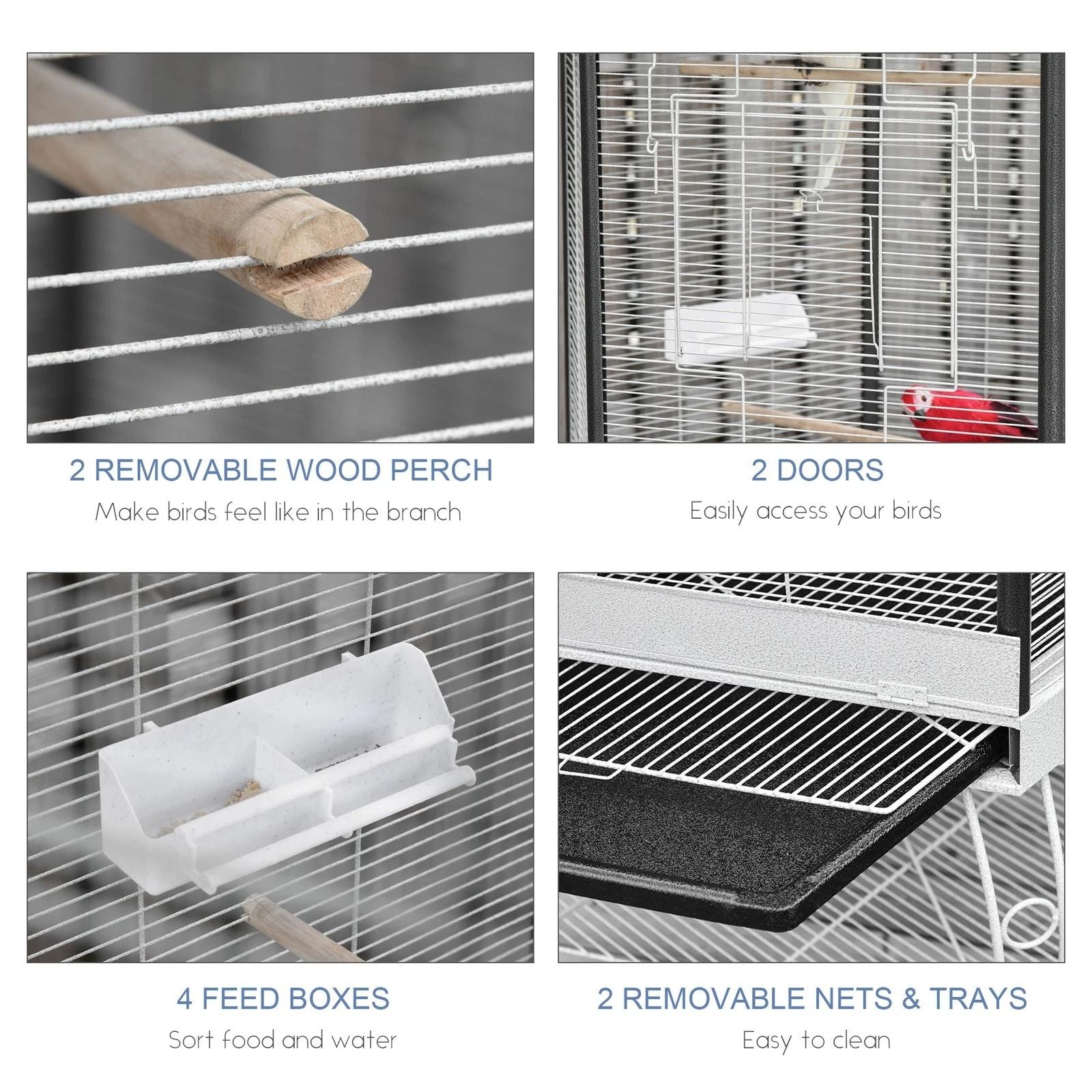 Large Parrot Bird Cage With Stand  Wheels Macaw Aviary For Cockatoo Finch Parakeet 5