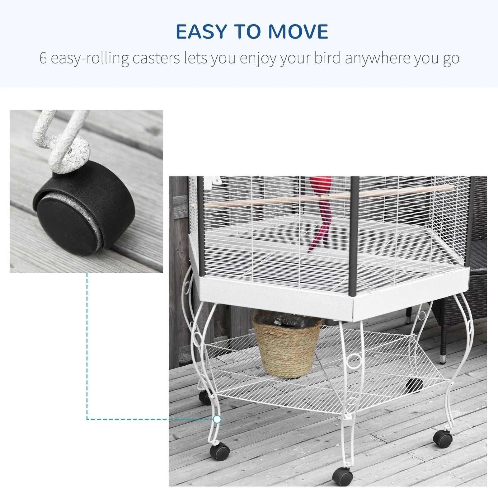 Large Parrot Bird Cage With Stand  Wheels Macaw Aviary For Cockatoo Finch Parakeet 6