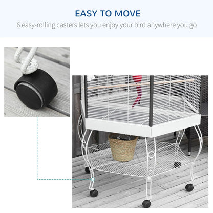 Large Parrot Bird Cage With Stand  Wheels Macaw Aviary For Cockatoo Finch Parakeet 6