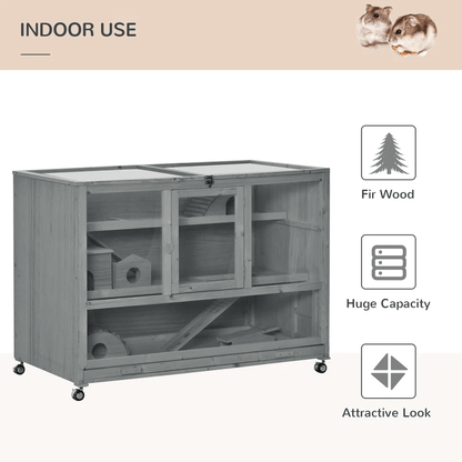 Large Wooden Hamster Cage With Wheels And Seesaw Expansive Small Animal Cage  Habitat 2