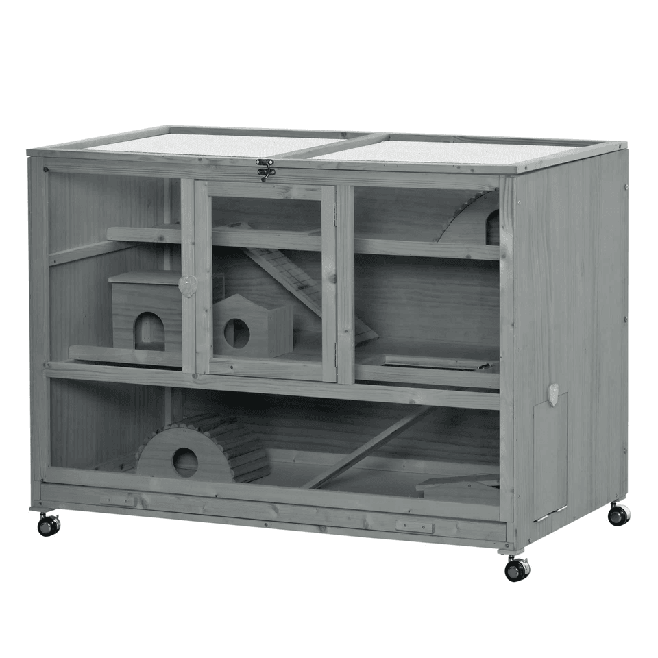 Large Wooden Hamster Cage With Wheels And Seesaw Expansive Small Animal Cage  Habitat 3