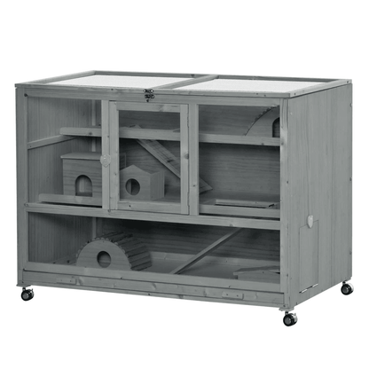 Large Wooden Hamster Cage With Wheels And Seesaw Expansive Small Animal Cage  Habitat 3