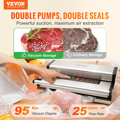 Commercial Vacuum Sealer Machine Multifunction Automatic Food Packaging With Bag Roll Storage  Cutt