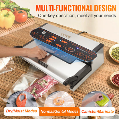 Commercial Vacuum Sealer Machine, Multifunction Automatic Food Packaging with Bag Roll Storage & Cutter for Home Kitchen
